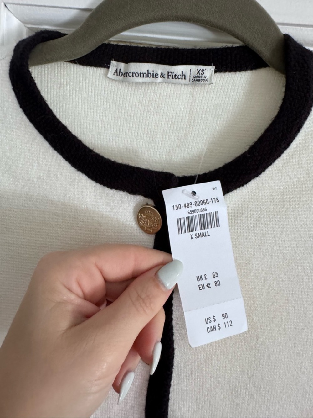 Abercrombie & Fitch LuxeLoft Crew Sweater Jacket, Size extra Small XS - Picture 4 of 8